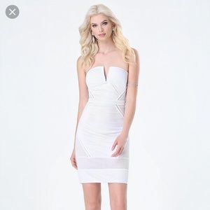 White mesh strapless dress